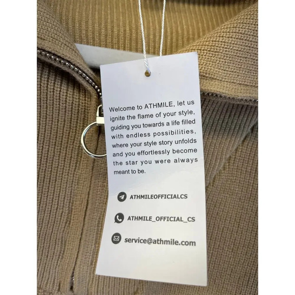 Athmile Womens M Brown Oversize Sweater Quarter Zip Casual - Picture 7 of 8